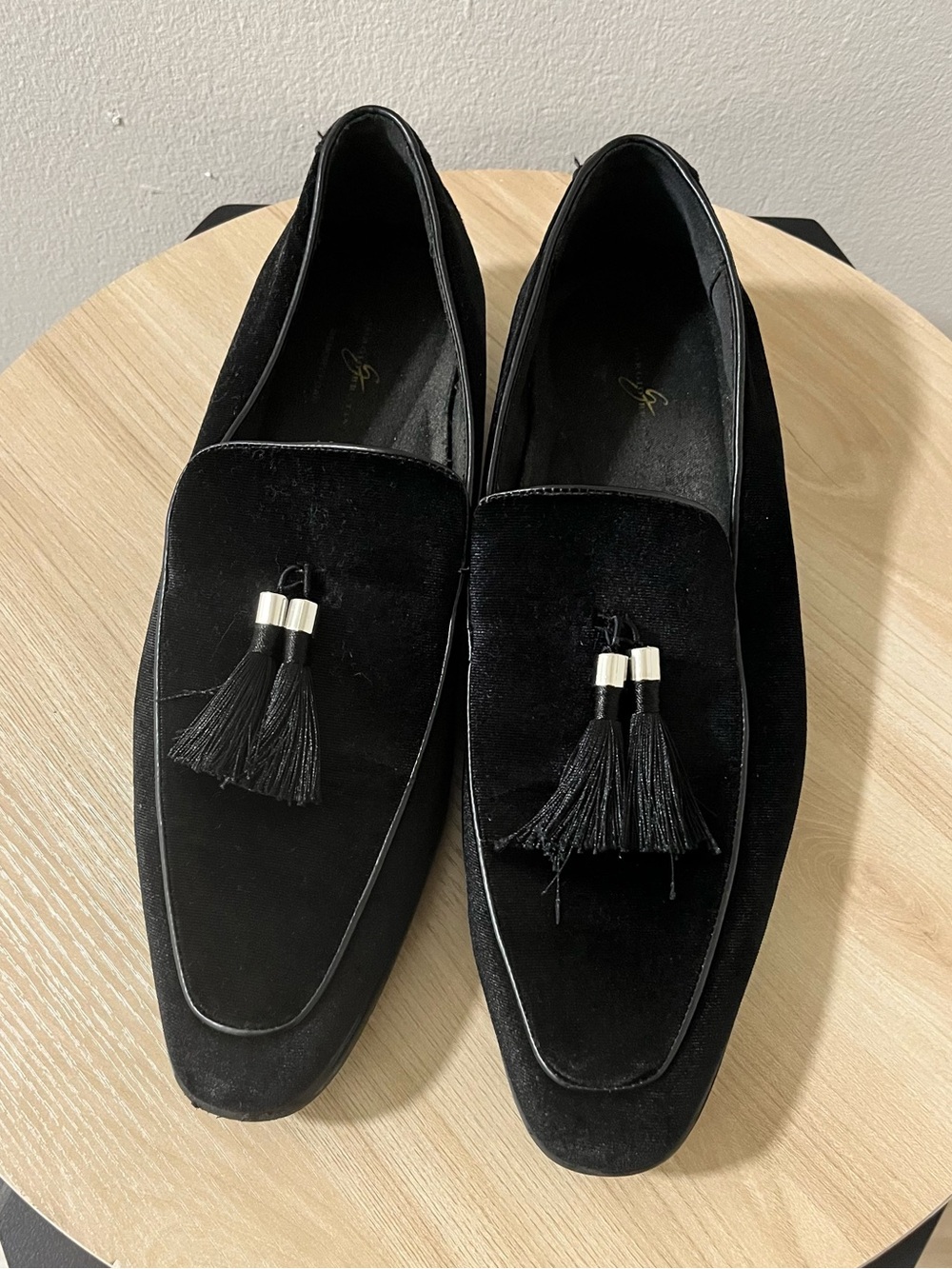 Men's Black Velvet Tassel Slip-On Loafers